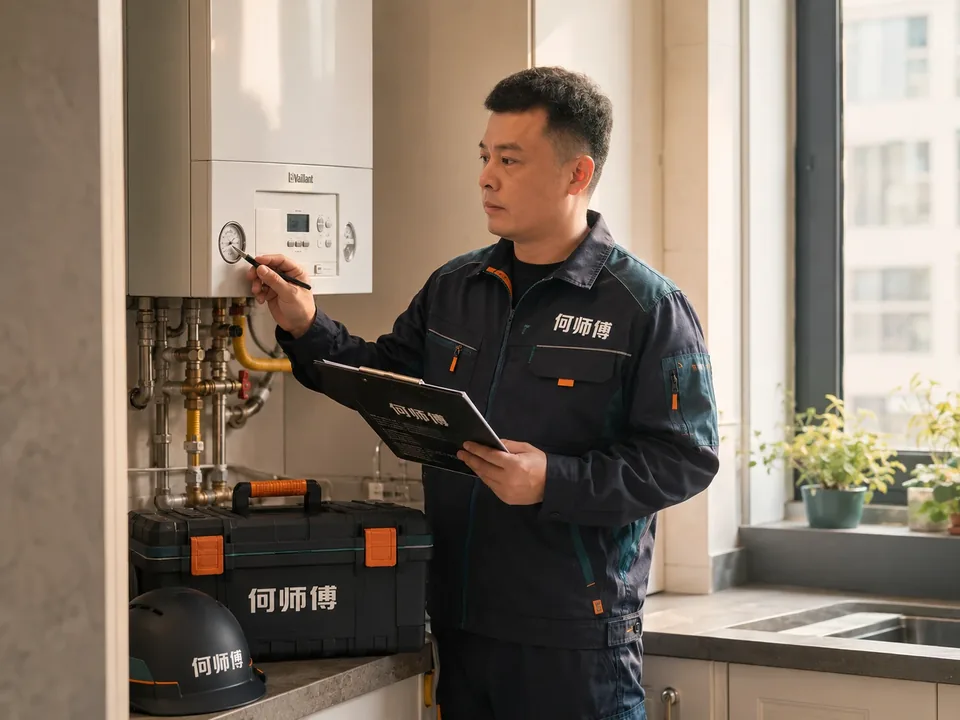 华夏奥韵采暖季前采暖炉检查：提前看水压和运行状态